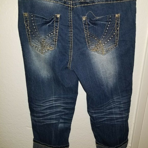 NO BOUNDARIES Juniors Cropped Cuffed Capri Jeans Size 9 - Picture 5 of 6